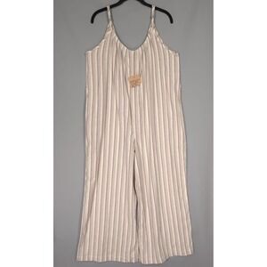 NWT TOAD &‎ CO Women's Taj Hemp Strappy Jumpsuit Size XL Knit Striped Wide Leg